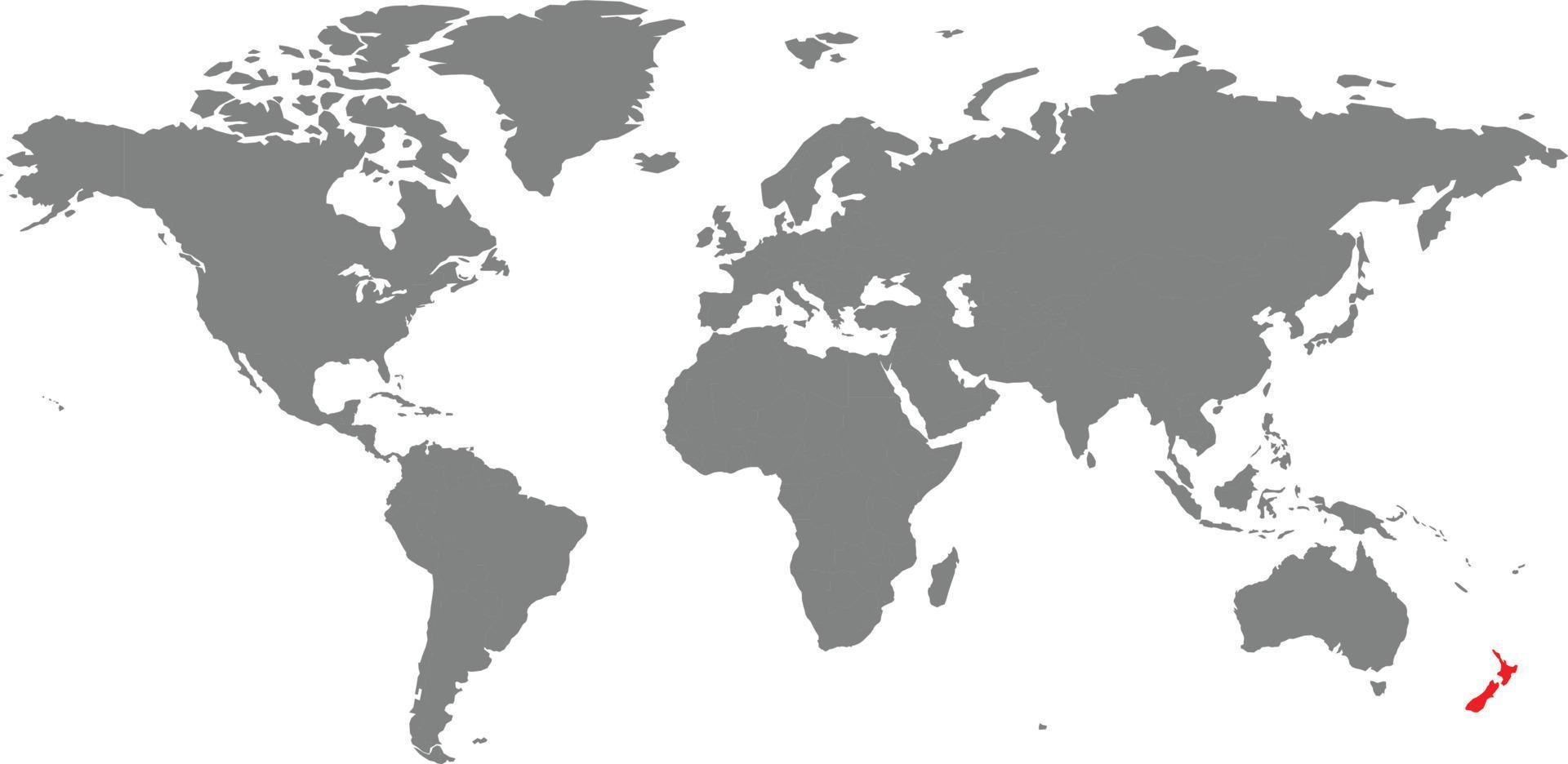 mappa della nuova zelanda sulla mappa del mondo vettore