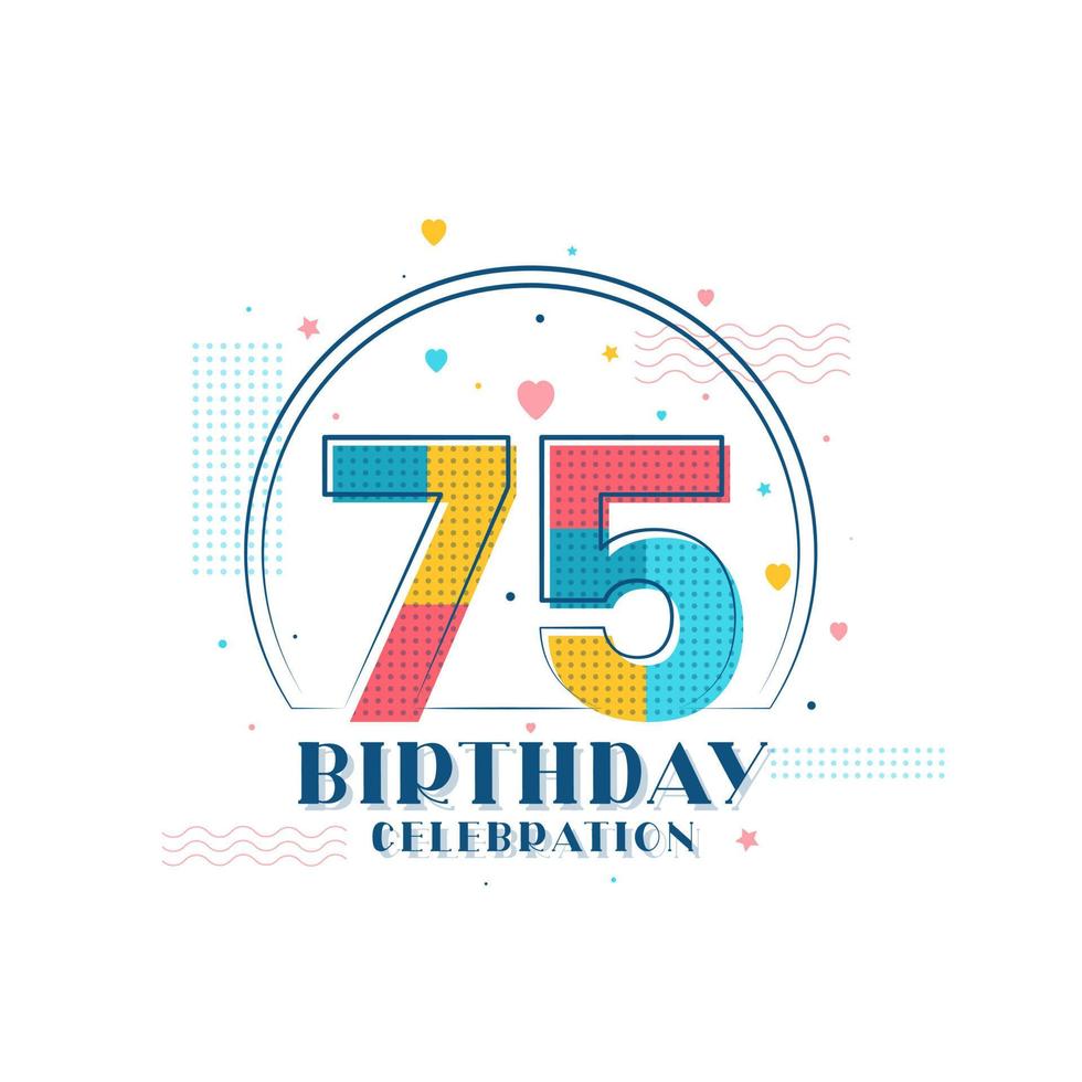 75 feste di compleanno, design moderno per 75 anni vettore