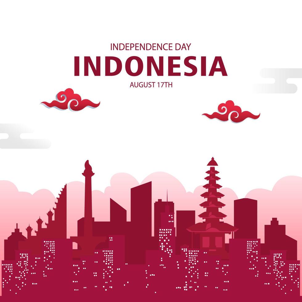 vettore di illustrazione del giorno dell'indipendenza indonesiana. bandiera indonesiana. concetto di festa nazionale indonesiana il 17 agosto.