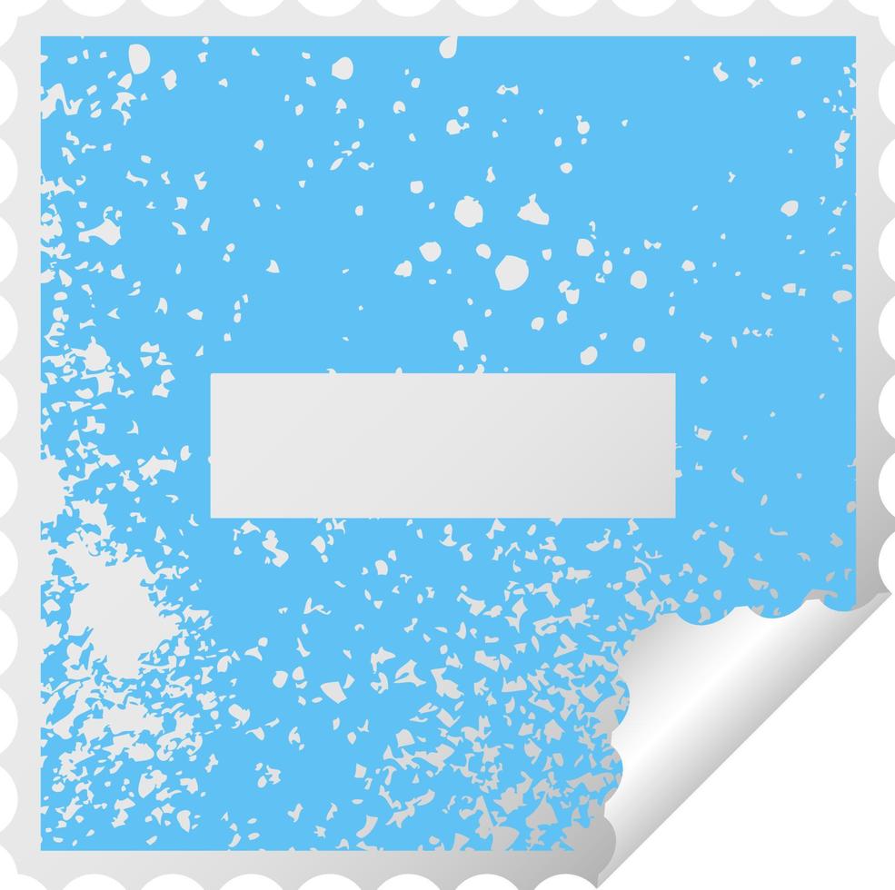 simbolo dell'adesivo con peeling quadrato angosciato meno simbolo vettore