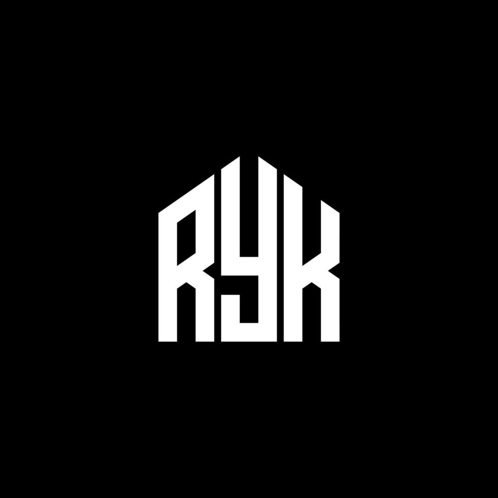 ryk lettera design.ryk lettera logo design su sfondo nero. ryk creative iniziali lettera logo concept. ryk lettera design.ryk lettera logo design su sfondo nero. r vettore