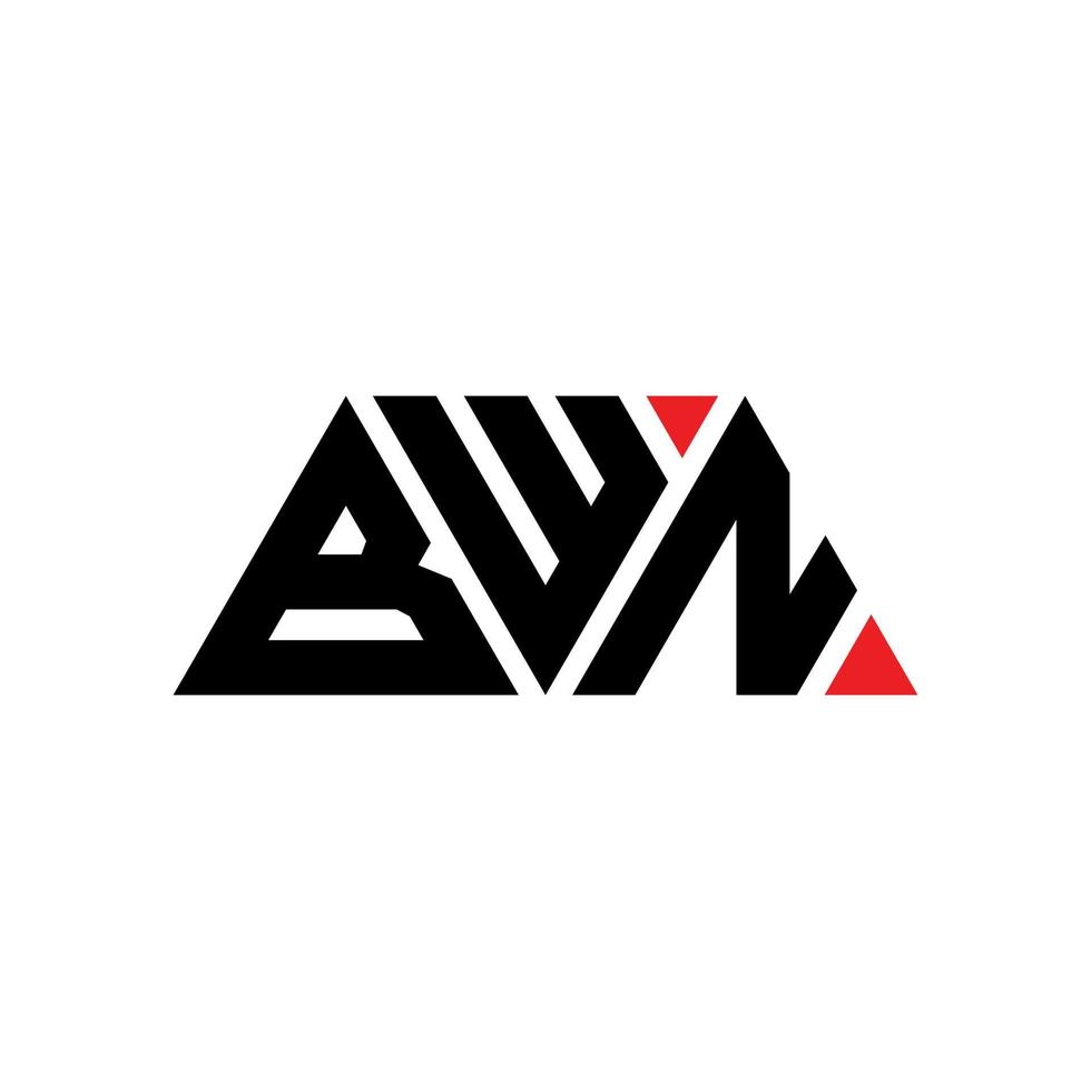 design del logo della lettera triangolare bwn con forma triangolare. monogramma design logo triangolo bwn. modello di logo vettoriale triangolo bwn con colore rosso. logo triangolare bwn logo semplice, elegante e lussuoso. bwn