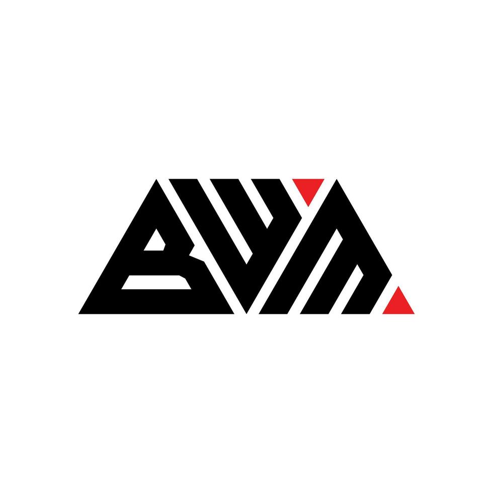 design del logo della lettera triangolare bwm con forma triangolare. monogramma di design del logo del triangolo bwm. modello di logo vettoriale triangolo bwm con colore rosso. logo triangolare bwm logo semplice, elegante e lussuoso. bwm