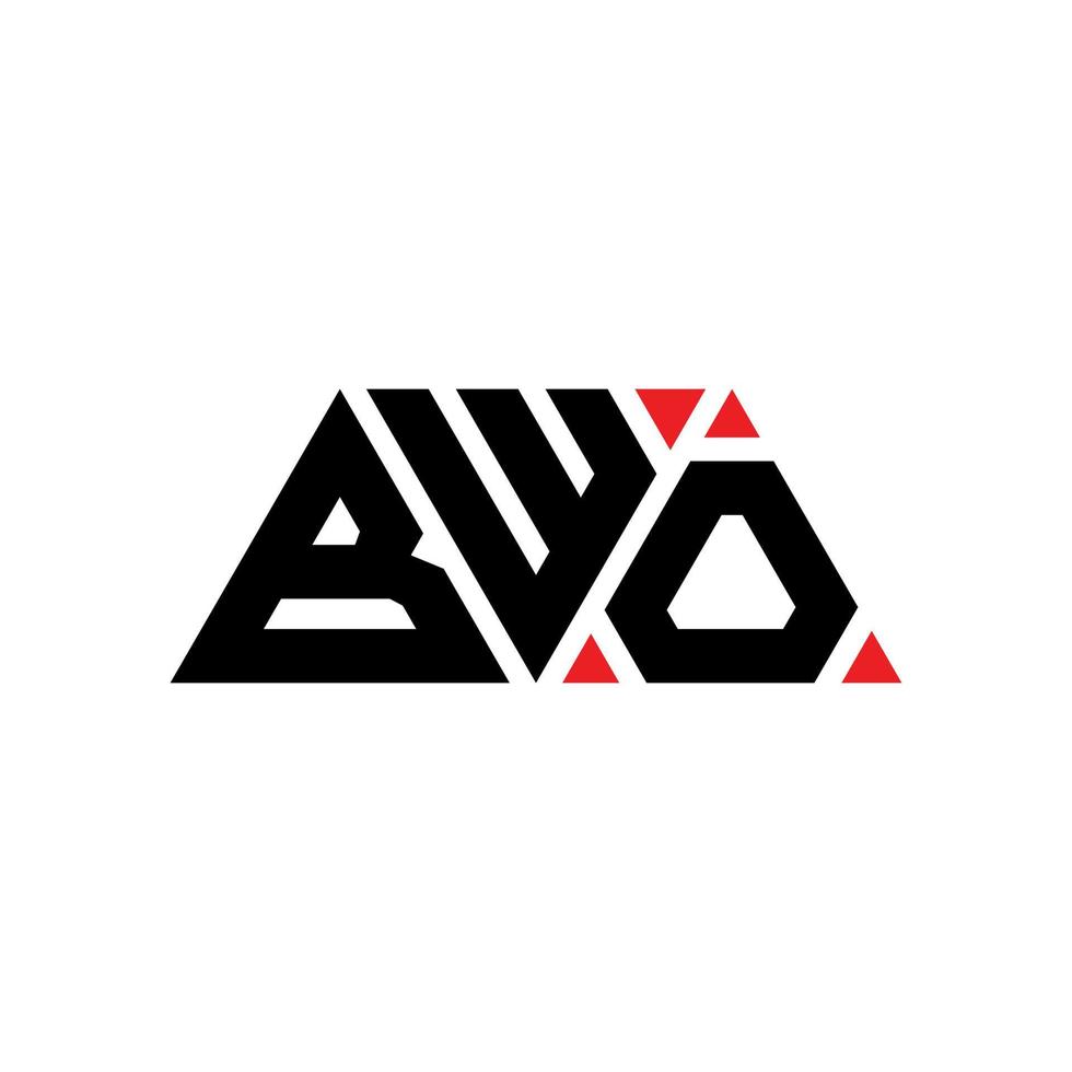 design del logo della lettera triangolare bwo con forma triangolare. bwo triangolo logo design monogramma. modello di logo vettoriale triangolo bwo con colore rosso. logo triangolare bwo logo semplice, elegante e lussuoso. bwo