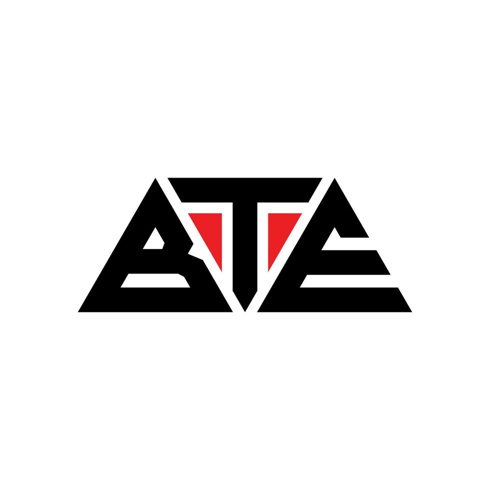 design del logo della lettera triangolare bte con forma triangolare. bte triangolo logo design monogramma. modello di logo vettoriale triangolo bte con colore rosso. bte logo triangolare logo semplice, elegante e lussuoso. bte