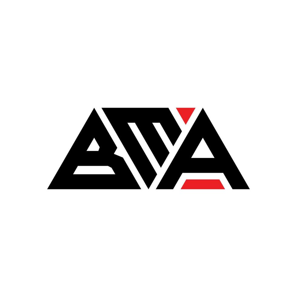 design del logo della lettera triangolare bma con forma triangolare. bma triangolo logo design monogramma. modello di logo vettoriale triangolo bma con colore rosso. logo triangolare bma logo semplice, elegante e lussuoso. bma