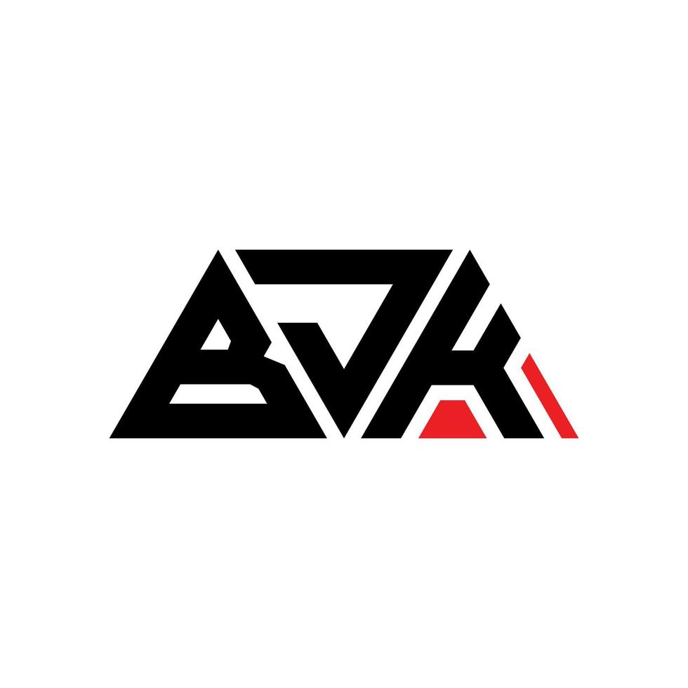 design del logo della lettera del triangolo bjk con forma triangolare. monogramma di design del logo del triangolo bjk. modello di logo vettoriale triangolo bjk con colore rosso. logo triangolare bjk logo semplice, elegante e lussuoso. bjk
