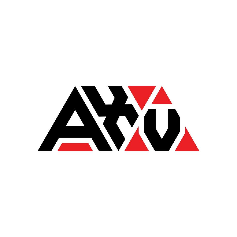design del logo della lettera del triangolo axv con forma triangolare. monogramma axv triangolo logo design. modello di logo vettoriale triangolo axv con colore rosso. logo triangolare axv logo semplice, elegante e lussuoso. axv