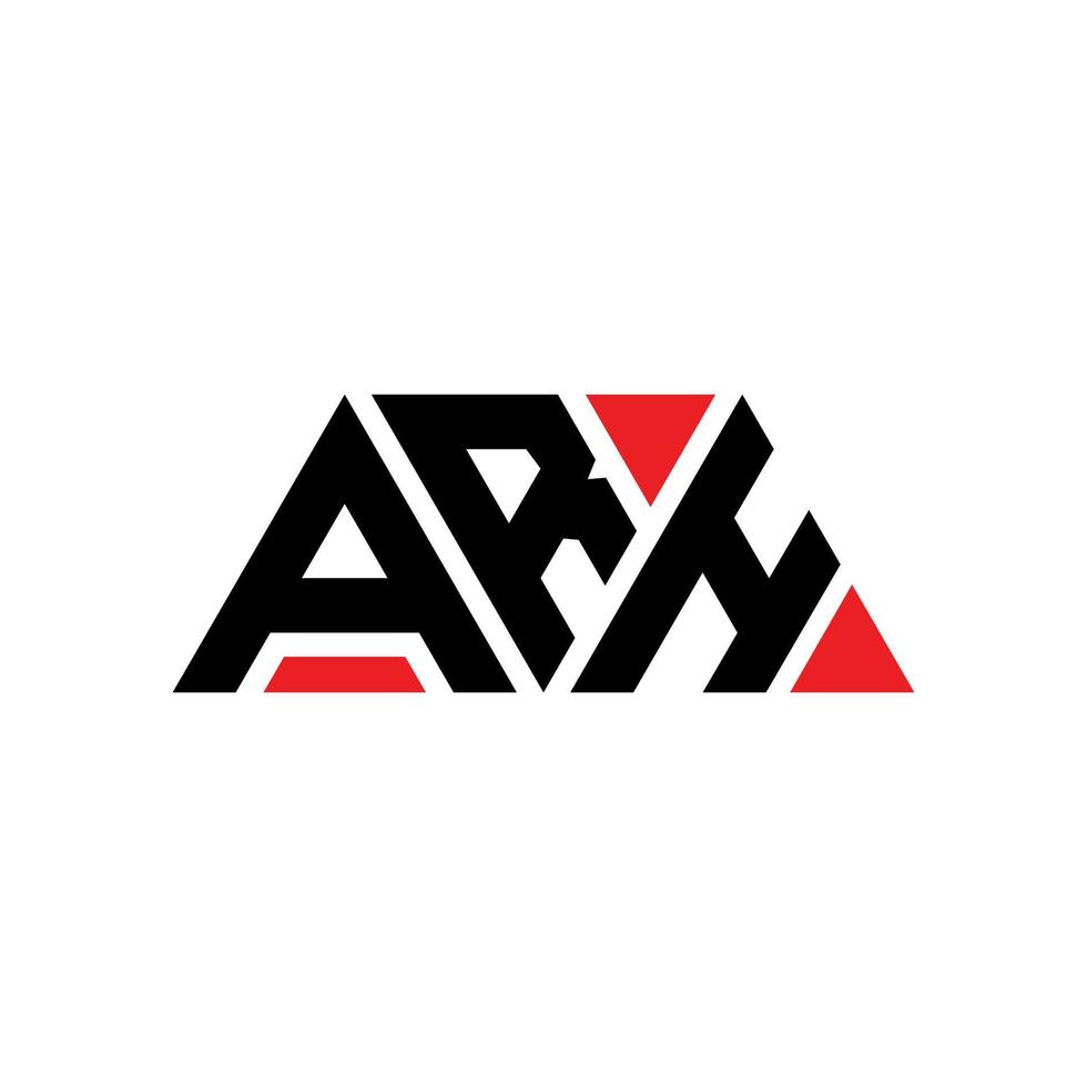 design del logo della lettera del triangolo arh con forma triangolare. monogramma di design del logo del triangolo arh. modello di logo vettoriale triangolo arh con colore rosso. arh logo triangolare logo semplice, elegante e lussuoso. arh