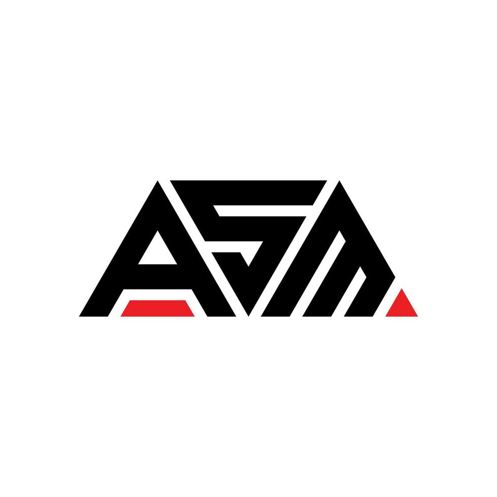 design del logo della lettera del triangolo asm con forma triangolare. monogramma di design del logo del triangolo asm. modello di logo vettoriale triangolo asm con colore rosso. logo triangolare asm logo semplice, elegante e lussuoso. asm