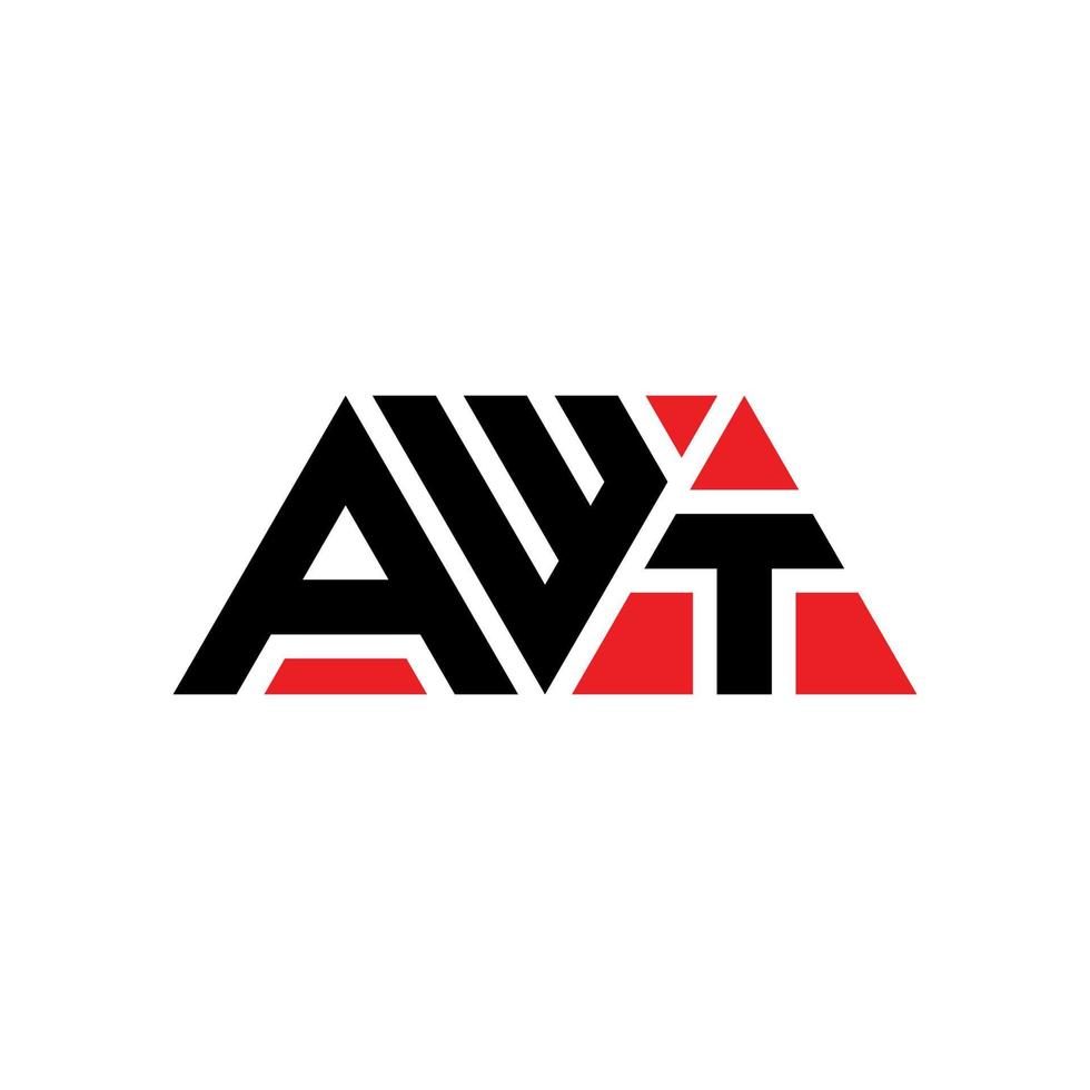 design del logo della lettera del triangolo awt con forma triangolare. awt triangolo logo design monogramma. modello di logo vettoriale triangolo awt con colore rosso. logo triangolare awt logo semplice, elegante e lussuoso. awt