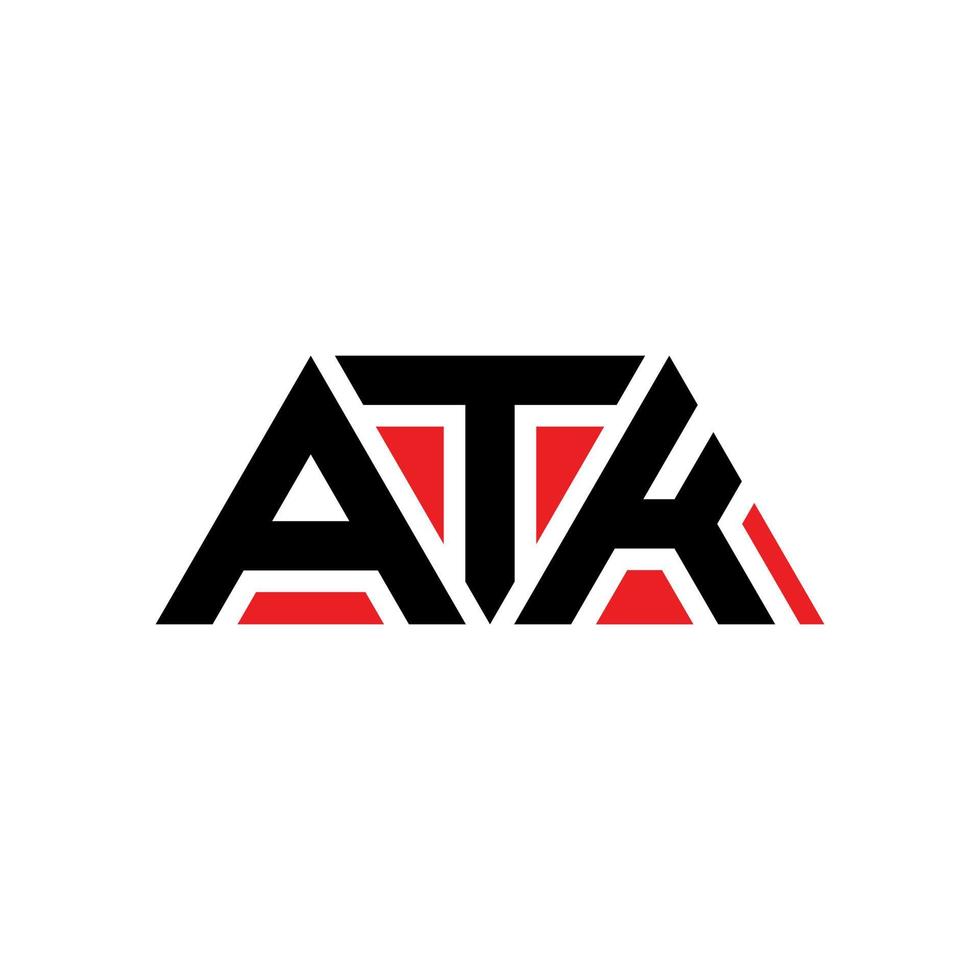 design del logo della lettera triangolare atk con forma triangolare. monogramma di design del logo del triangolo atk. modello di logo vettoriale triangolo atk con colore rosso. logo triangolare atk logo semplice, elegante e lussuoso. atk
