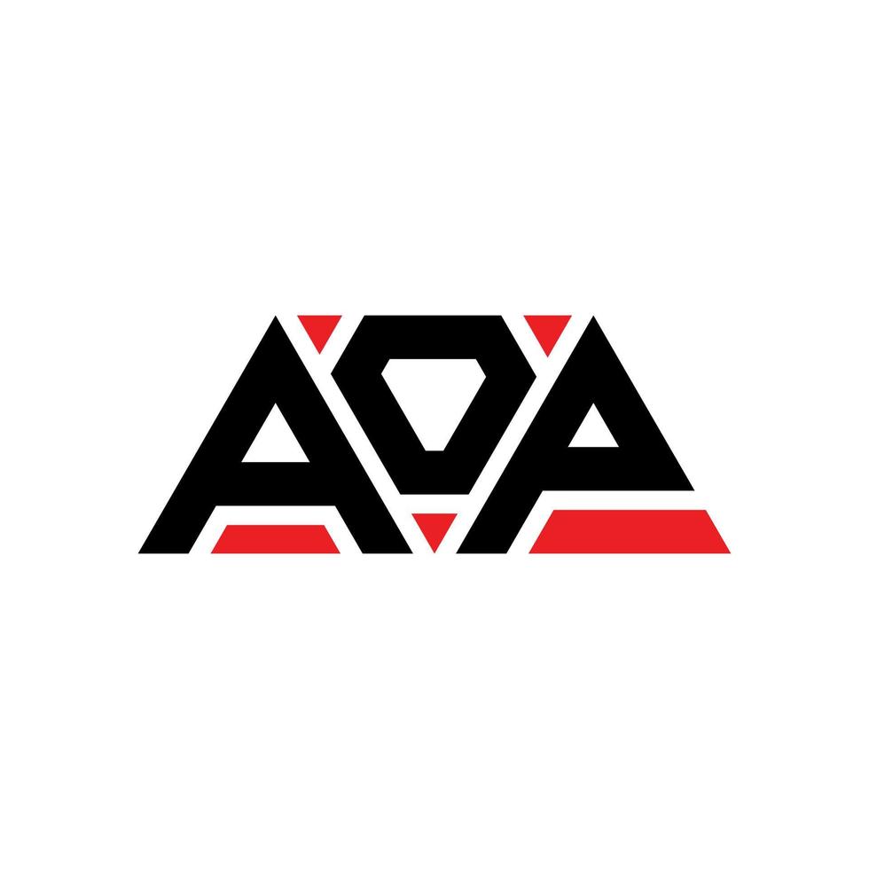 design del logo della lettera del triangolo aop con forma triangolare. monogramma aop triangolo logo design. modello di logo vettoriale triangolo aop con colore rosso. aop logo triangolare logo semplice, elegante e lussuoso. aop