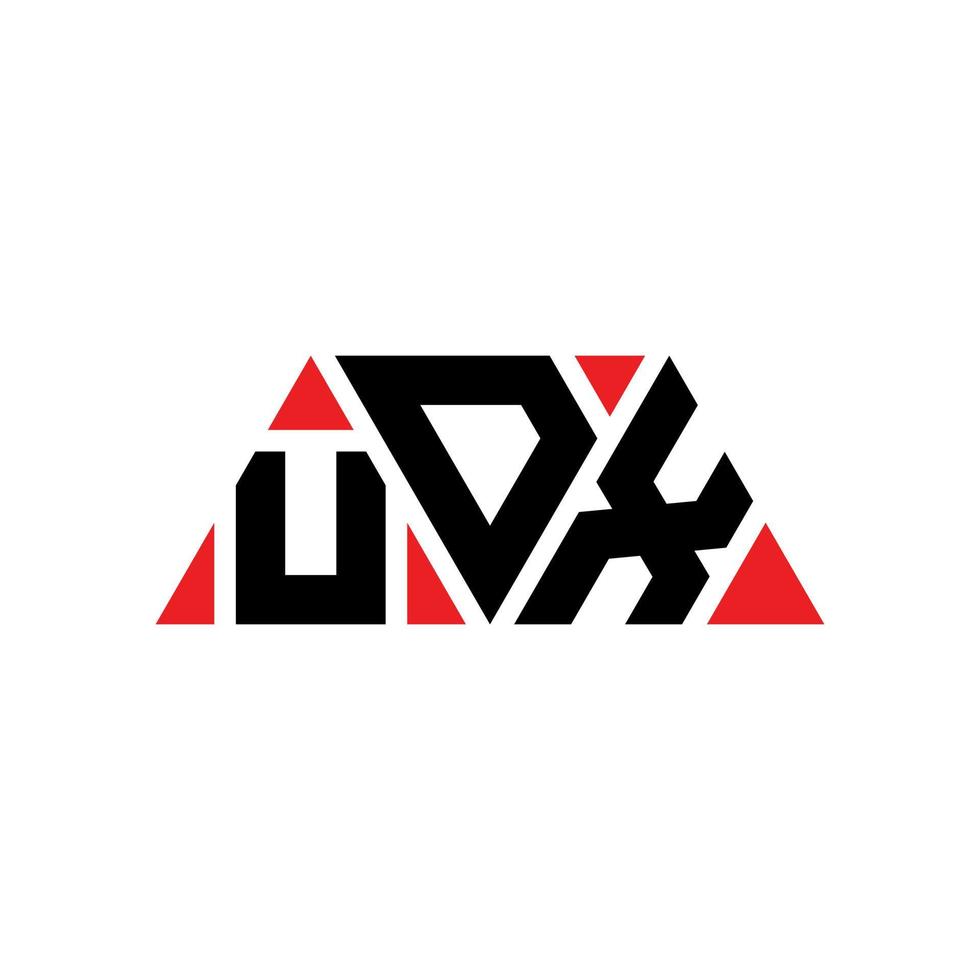 design del logo della lettera del triangolo udx con forma triangolare. monogramma del design del logo del triangolo udx. modello di logo vettoriale triangolo udx con colore rosso. logo triangolare udx logo semplice, elegante e lussuoso. udx