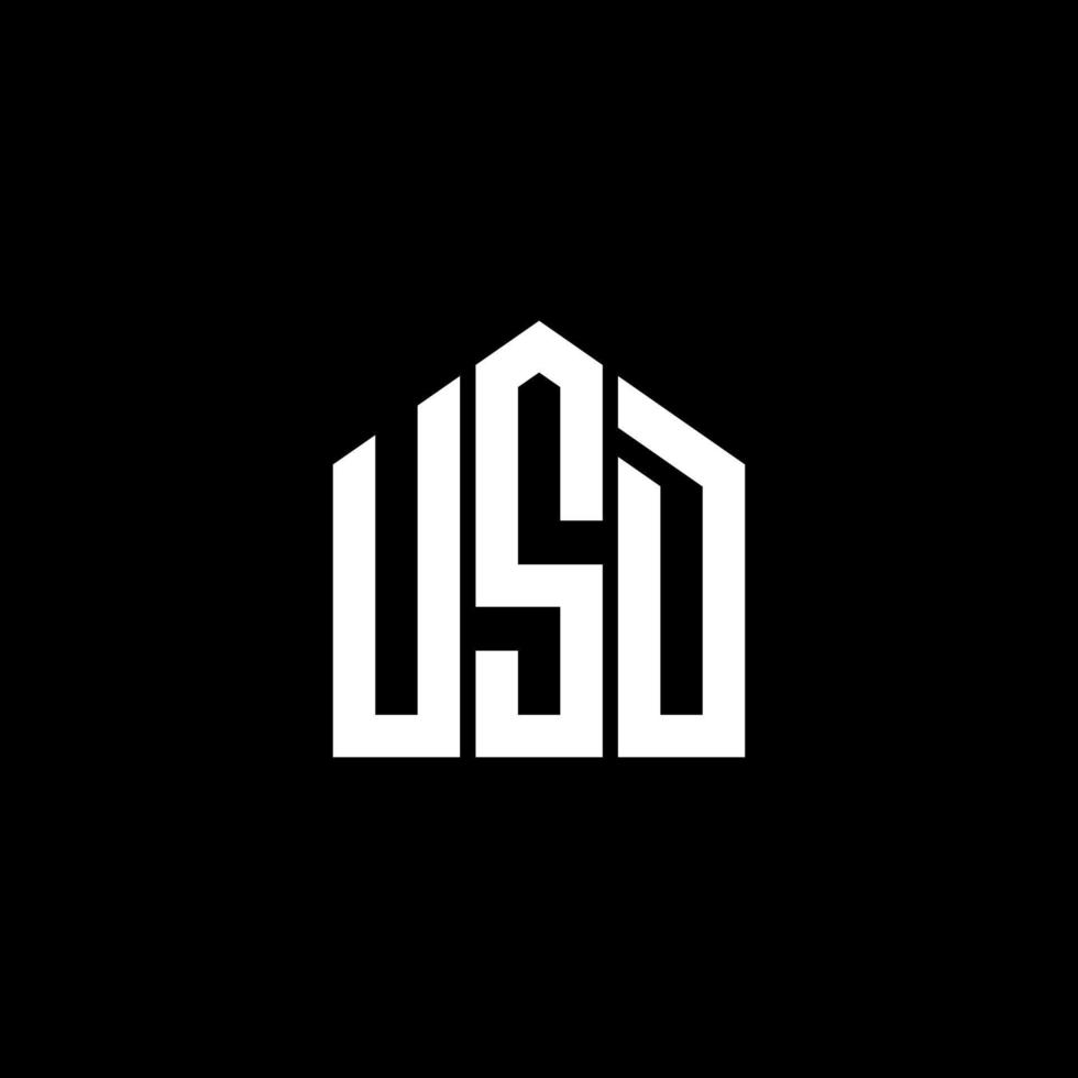 design del logo della lettera usd su sfondo nero. concetto di logo della lettera di iniziali creative usd. disegno della lettera usd. vettore