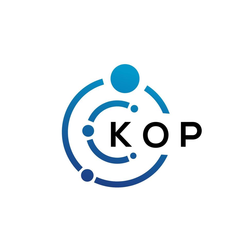 kop lettera tecnologia logo design su sfondo bianco. kop creative iniziali lettera it logo concept. disegno della lettera kop. vettore