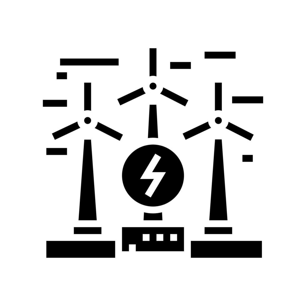 illustrazione vettoriale dell'icona del glifo della costruzione di elettricità eolica