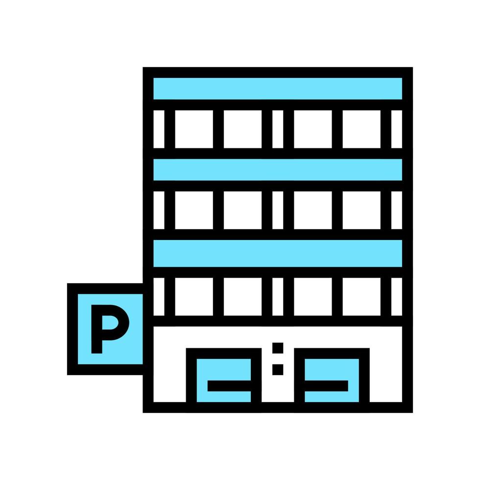 illustrazione vettoriale dell'icona del colore dell'edificio di parcheggio