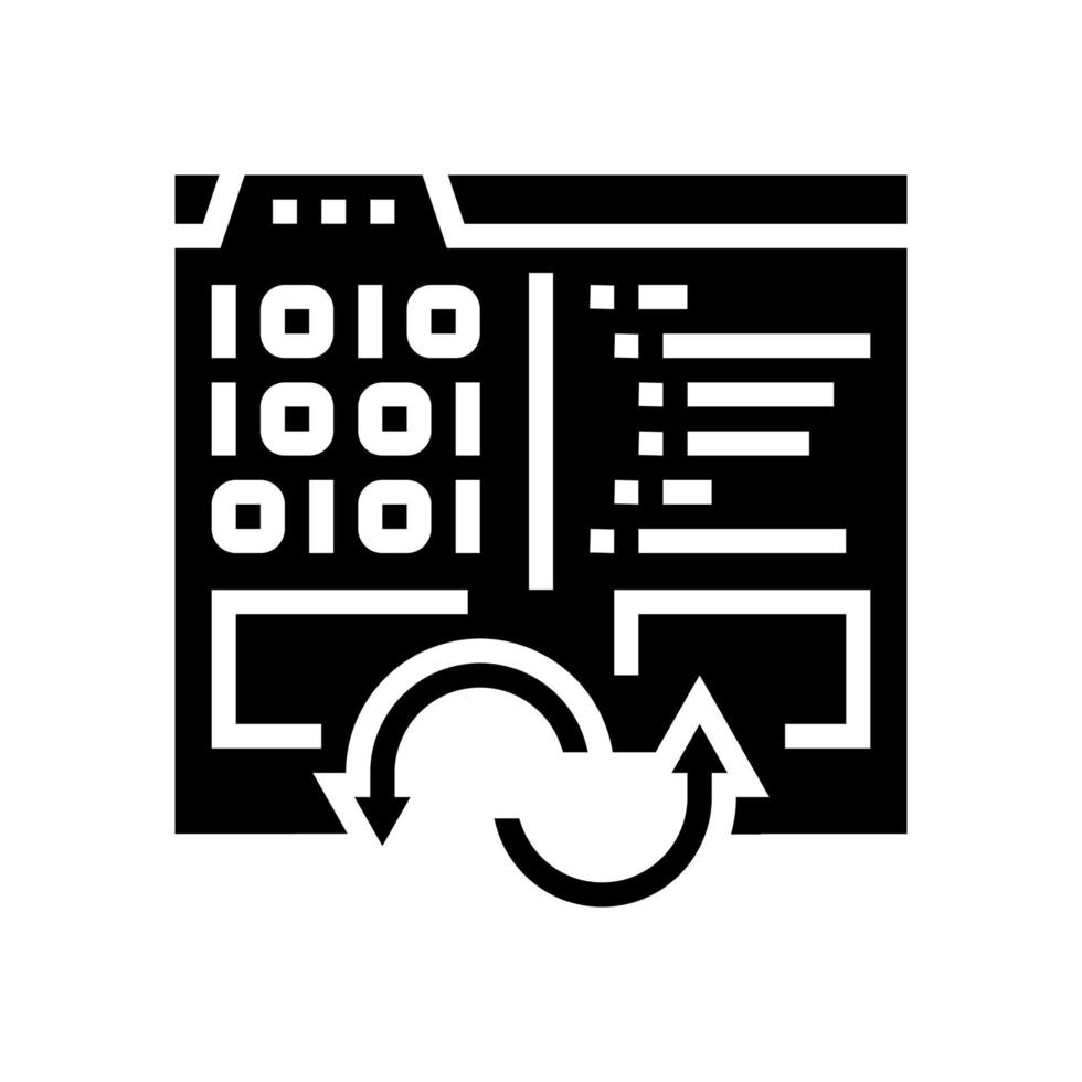 illustrazione vettoriale dell'icona del glifo del convertitore di codice di programma