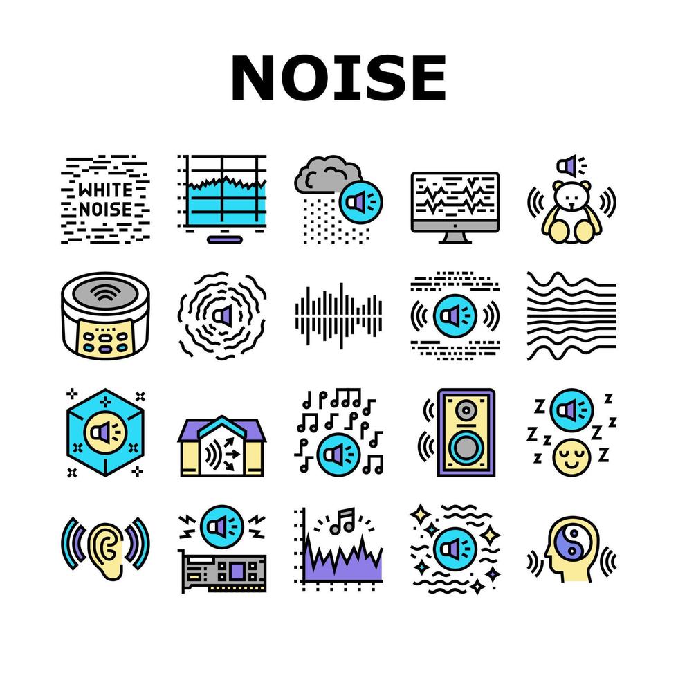 le icone della raccolta dell'udito del rumore bianco impostano il vettore