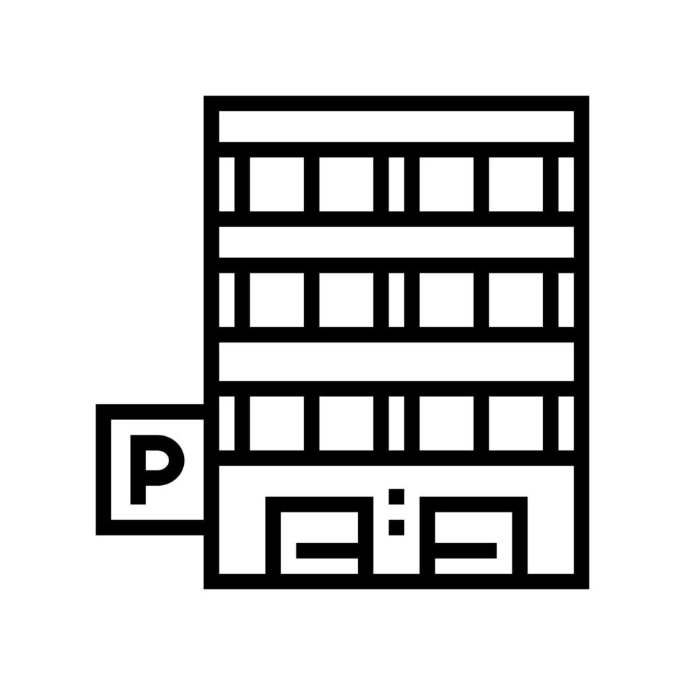 illustrazione vettoriale dell'icona della linea di costruzione del parcheggio