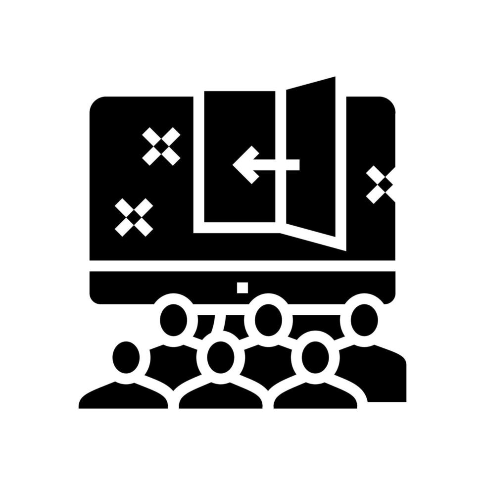 illustrazione vettoriale dell'icona del glifo della festa dei bambini della stanza di fuga virtuale