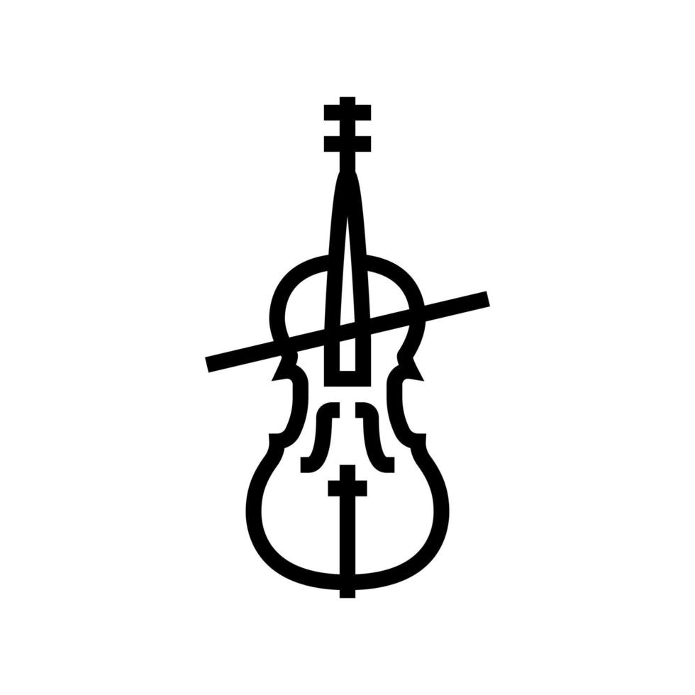 illustrazione vettoriale dell'icona della linea dello strumento musicale dell'orchestra del violoncello
