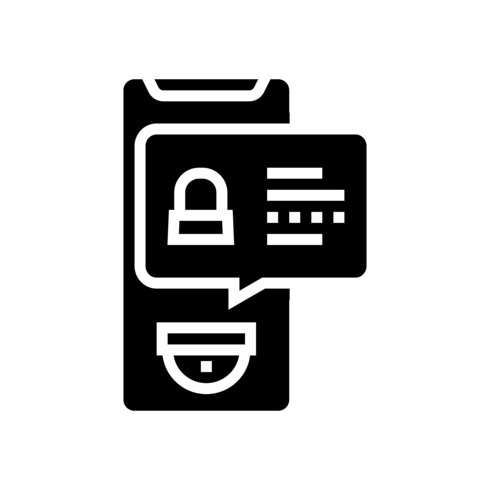 illustrazione isolata del vettore dell'icona del glifo del messaggio dell'applicazione di sicurezza