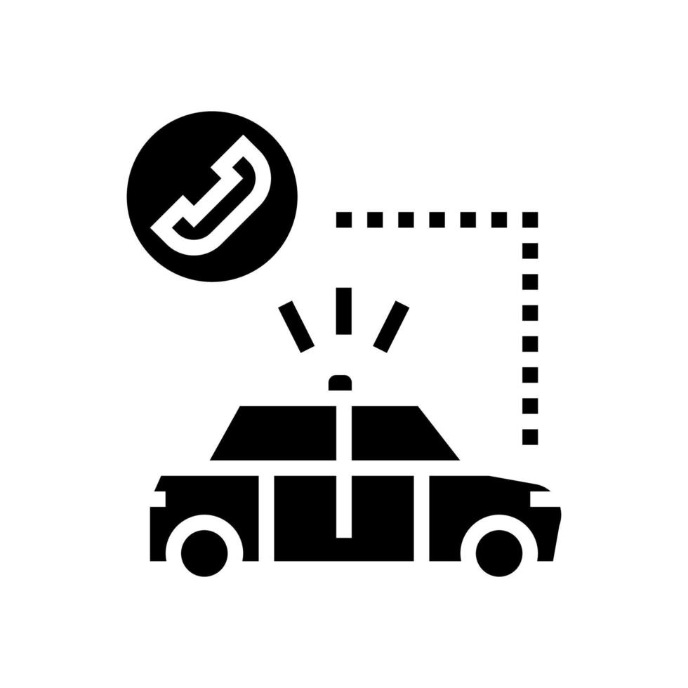 illustrazione isolata del vettore dell'icona del glifo della macchina della polizia