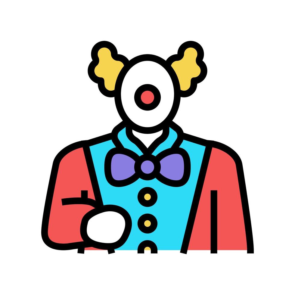 illustrazione vettoriale dell'icona del colore del lavoratore del parco divertimenti clown
