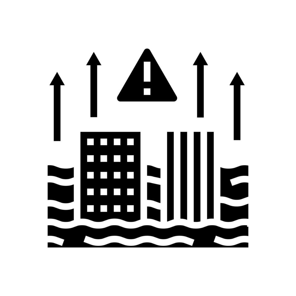 illustrazione vettoriale dell'icona del glifo del problema del livello del mare