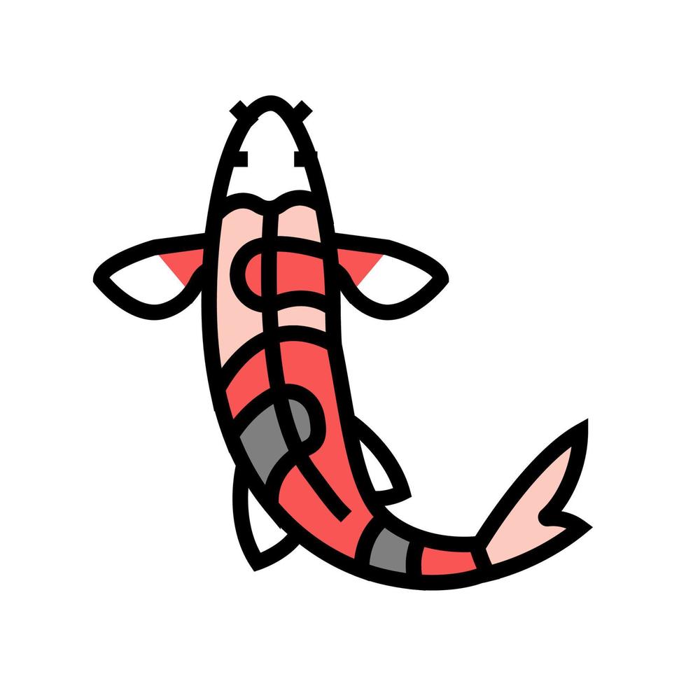 illustrazione vettoriale dell'icona del colore di pesce koi