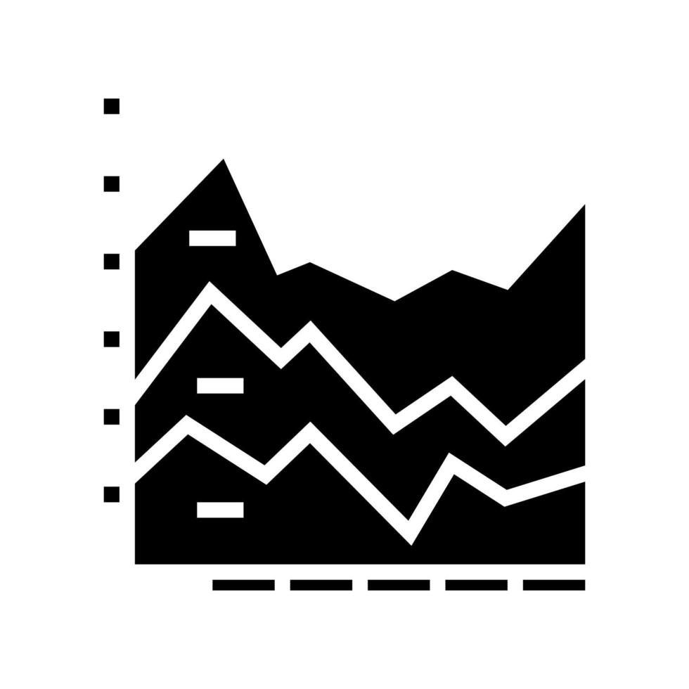 illustrazione vettoriale dell'icona del glifo del grafico ad area in pila