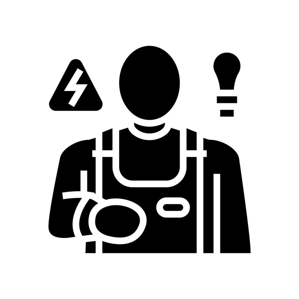 illustrazione vettoriale dell'icona del glifo del lavoratore dell'elettricista