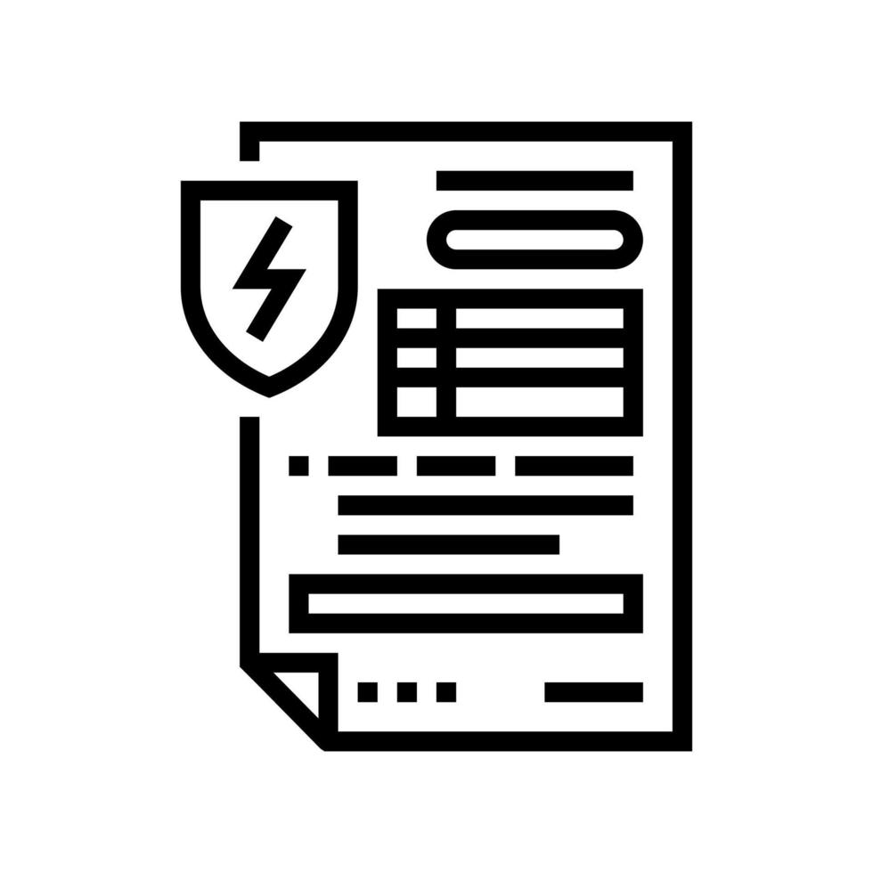 illustrazione vettoriale dell'icona della linea del certificato di sicurezza elettrica
