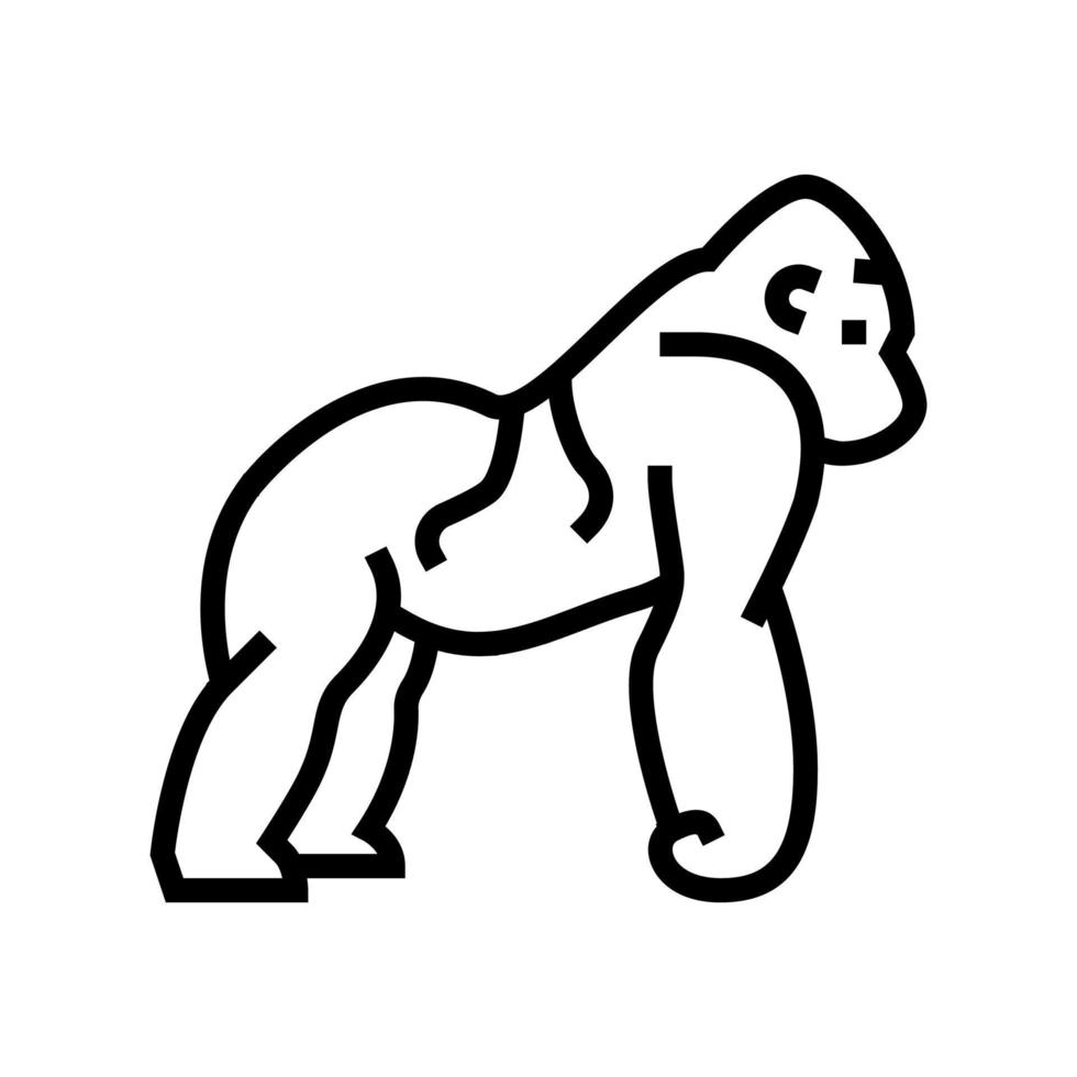 illustrazione vettoriale dell'icona della linea di animali selvatici gorilla