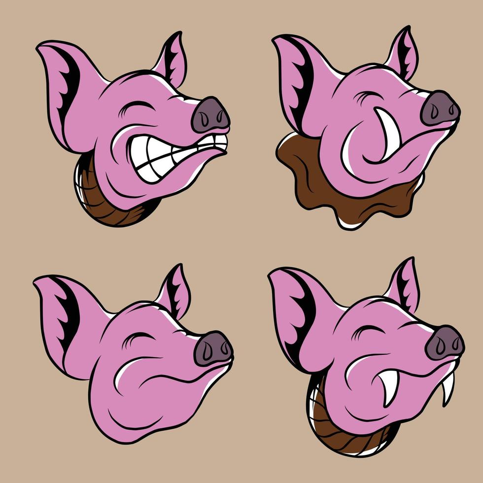 illustrazione vettoriale di maiale specificatamente fornita per esigenze di branding e così via