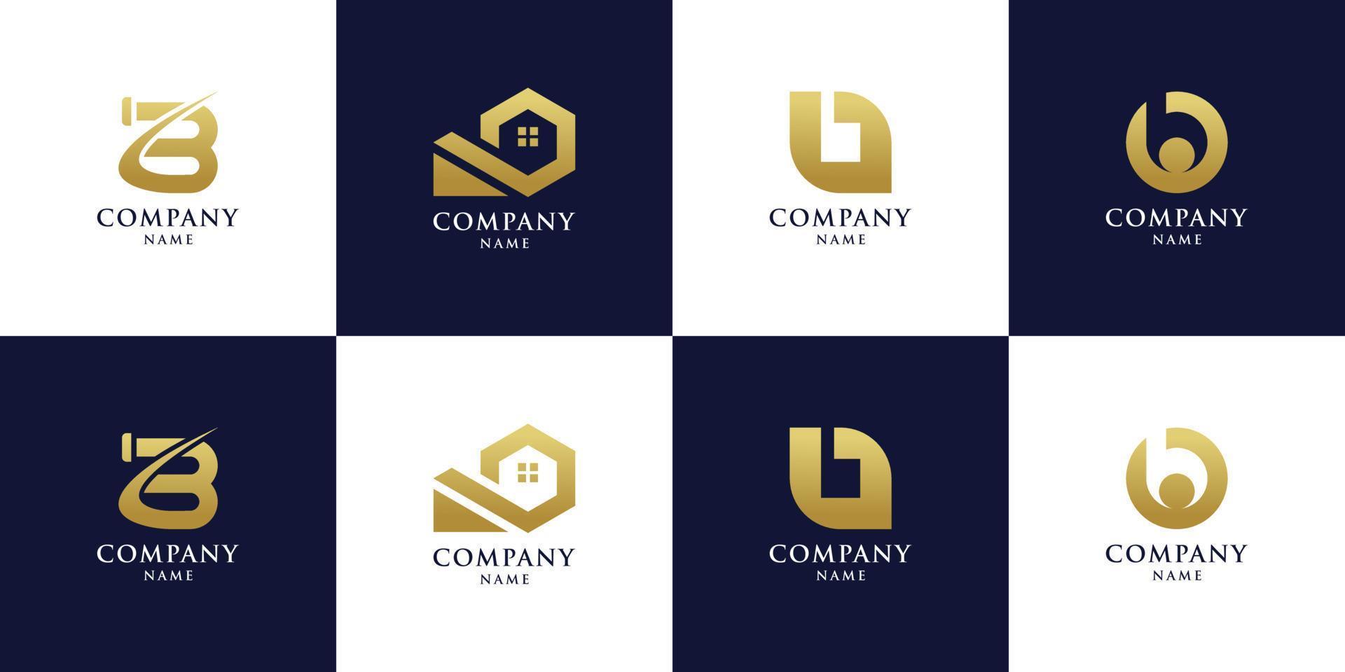 set di monogramma lettera iniziale b logo con concept creative vettore