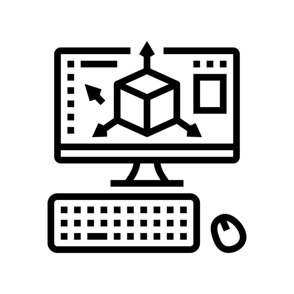 illustrazione vettoriale dell'icona della linea di modellazione 3d