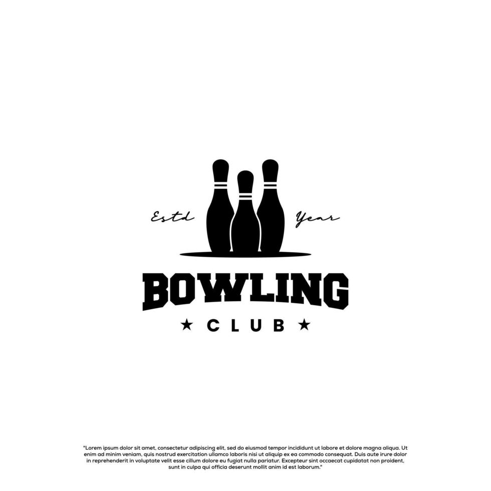 icona del logo monocromatico bowling, logo del birillo da bowling su sfondo isolato vettore