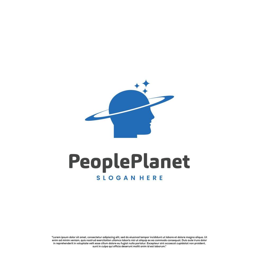 logo del pianeta della gente, concetto moderno creativo di logo di saturno della gente vettore