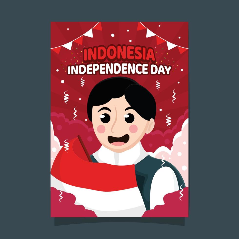 modello del manifesto dell'evento del giorno dell'indipendenza dell'indonesia, giorno di celebrazione dell'indipendenza dell'indonesia vettore