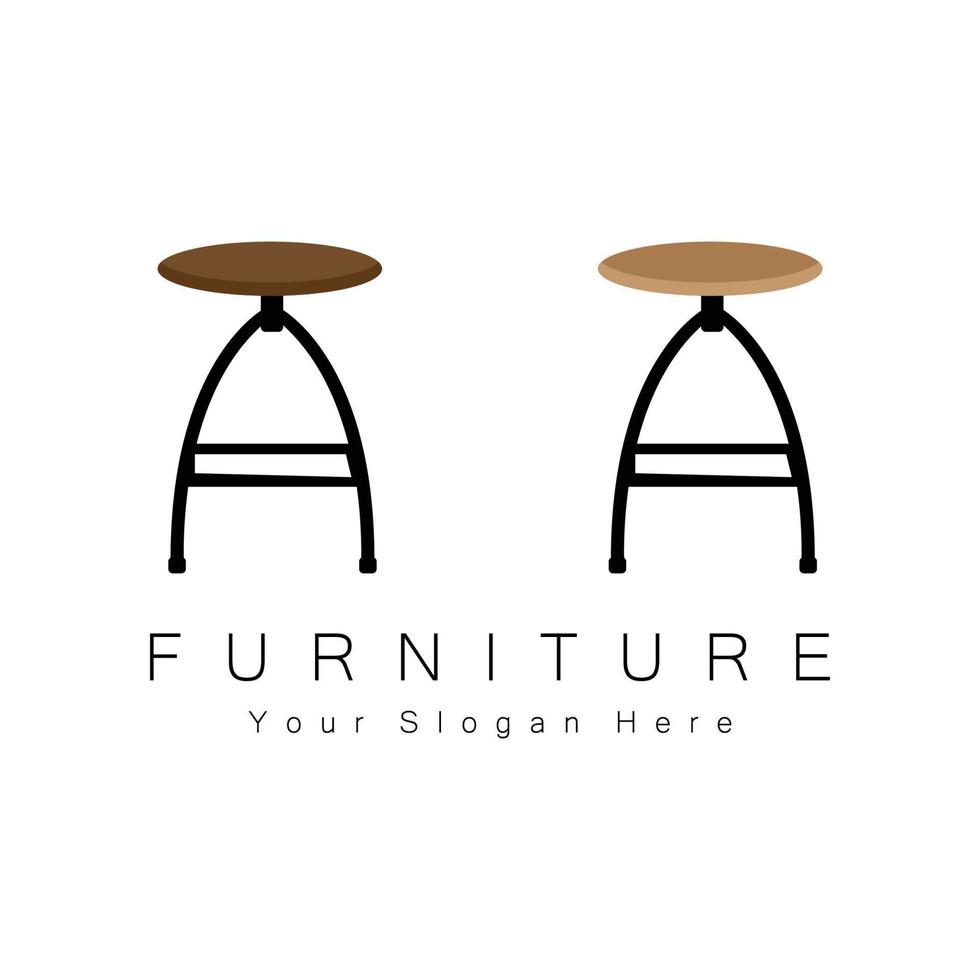 design del logo di mobili, illustrazione di mobili per la casa icone da tavolo, sedie, armadi, lampade vettore