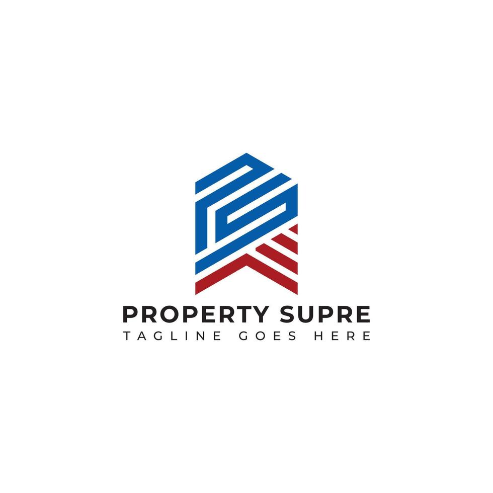 lettera iniziale astratta ps o sp logo di colore rosso-blu isolato su sfondo bianco applicato per il logo della società immobiliare adatto anche per i marchi o le aziende hanno il nome iniziale ps o sp vettore