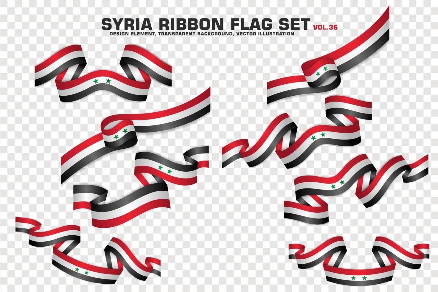 set di bandiere a nastro siria, design di elementi, stile 3d. illustrazione vettoriale