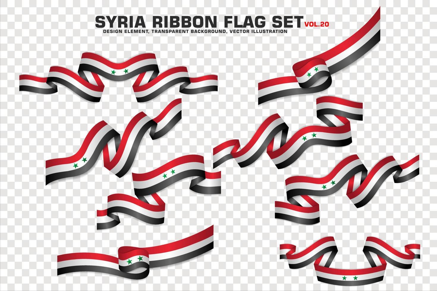 set di bandiere a nastro siria, design di elementi, stile 3d. illustrazione vettoriale