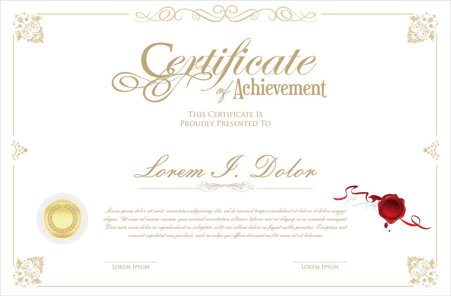 certificato o diploma retrò vettore design vintage