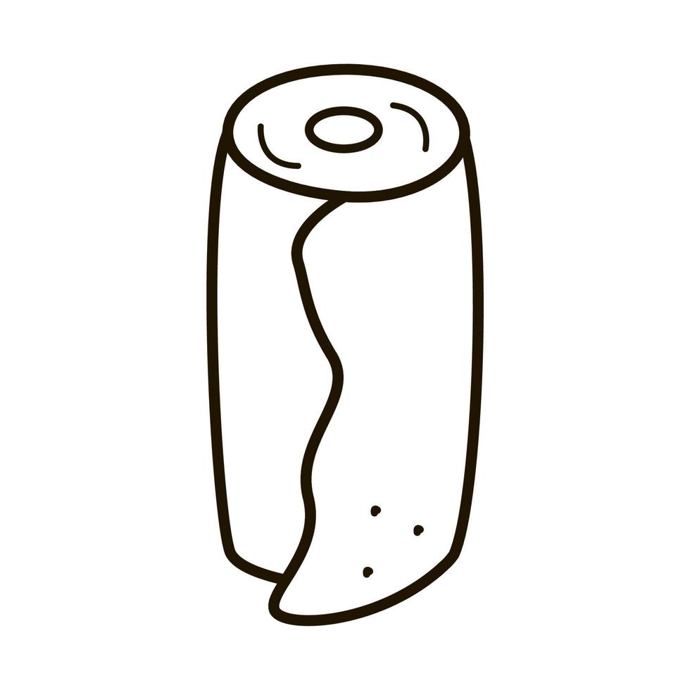 un rotolo di carta o tessuti per la pulizia e la toilette, modello di contorno vettoriale, stile doodle vettore