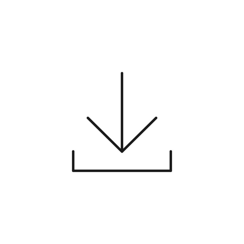 interfaccia dei segni del sito web. simbolo di contorno minimalista disegnato con una linea sottile nera. adatto per app, siti web, pagine internet. icona della linea vettoriale del segno di download