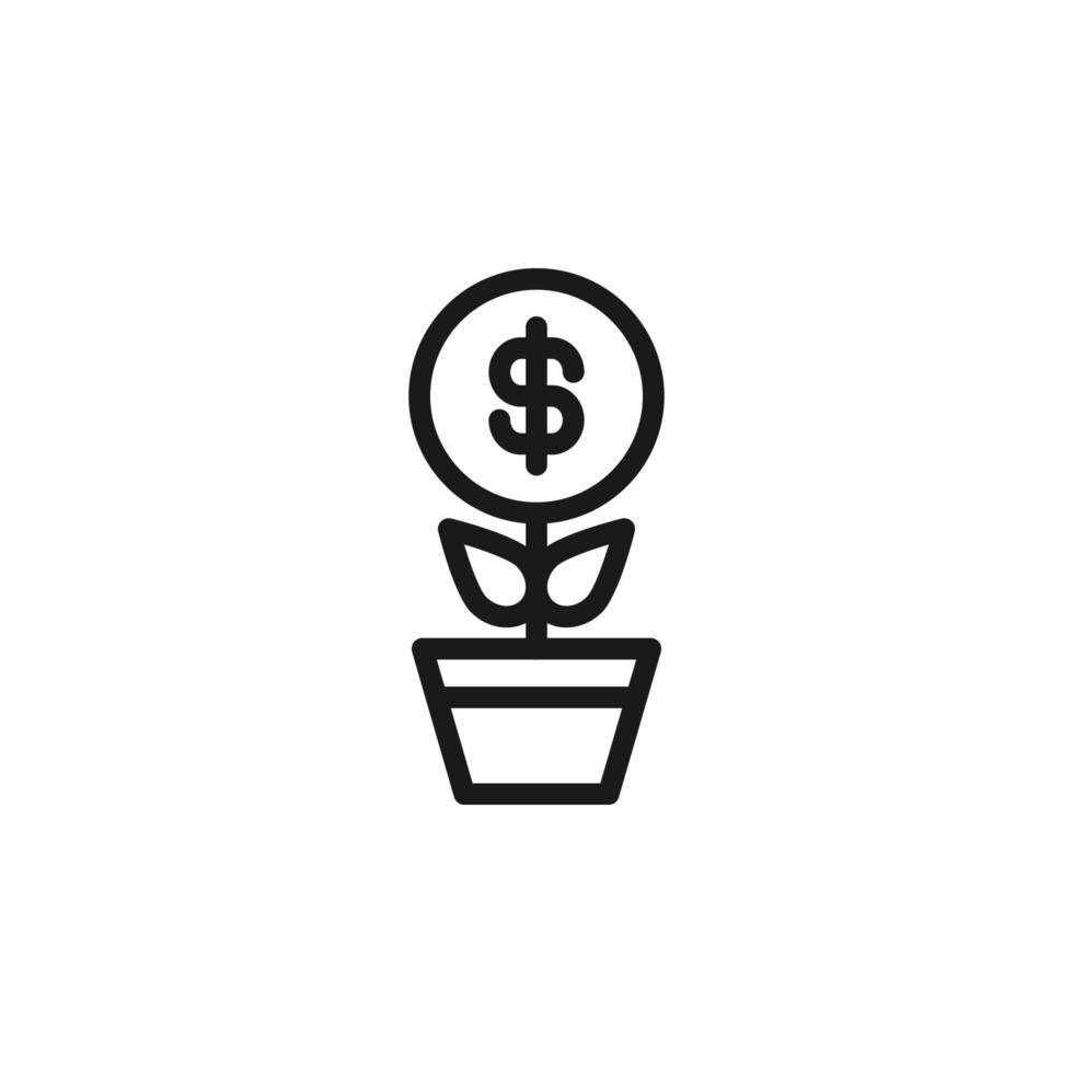 affari, denaro, concetto di finanza. segni vettoriali disegnati con linea nera. adatto per pubblicità, siti web, app, articoli. icona della linea dell'albero dei soldi